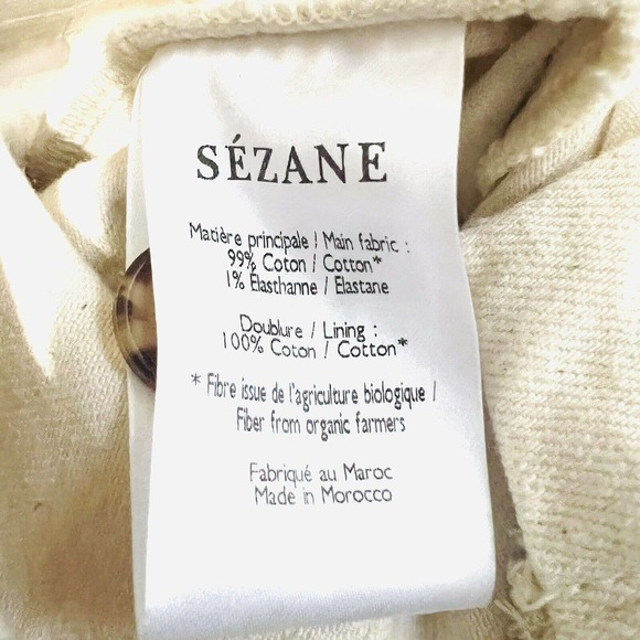 Sezane Women's Organic Textile Manu Trousers Flecked Ecru Pants - Picture 10 of 15